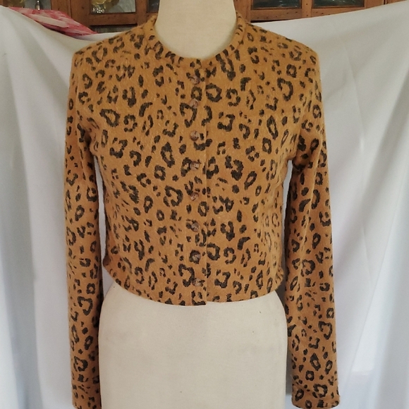 Forever 21 Fitted Tan and Brown Long Sleeve Sweater - Picture 1 of 4